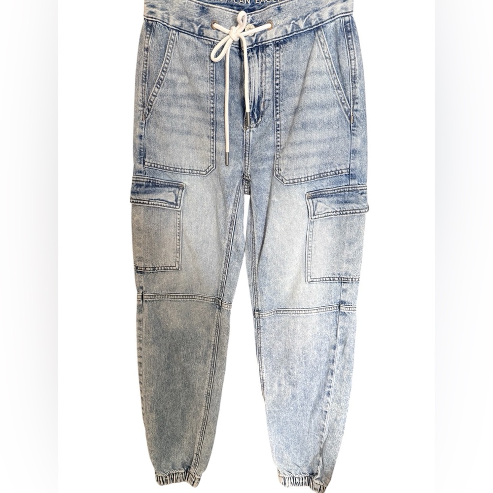 American Eagle Blue Denim Cargo Joggers Sz. 000 GUC